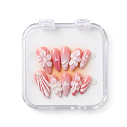 Blushing Coquette 3D Floral Press-On Nails S021