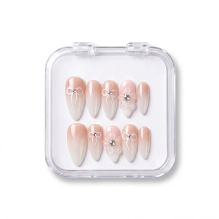 Coquette Blossom Nude Gradient Gel Press-On Nails S011