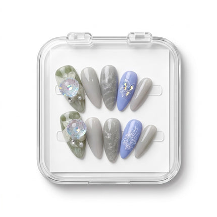 Ocean Siren Iridescent Seashell Luxury Press-On Nails S094