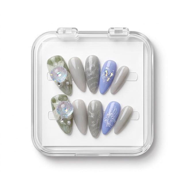 Ocean Siren Iridescent Seashell Luxury Press-On Nails S094