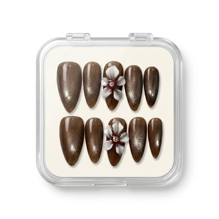 Brown Cat Eye Press-On Nails S001