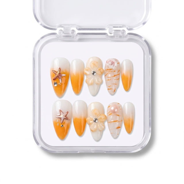 Golden Hour Ocean Gel Press-On Nails S020