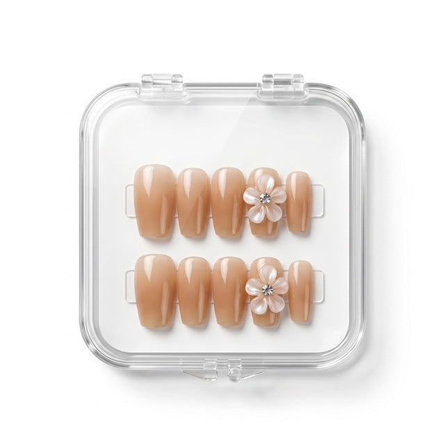 Pearl Blossom Jelly Gel Nails S010