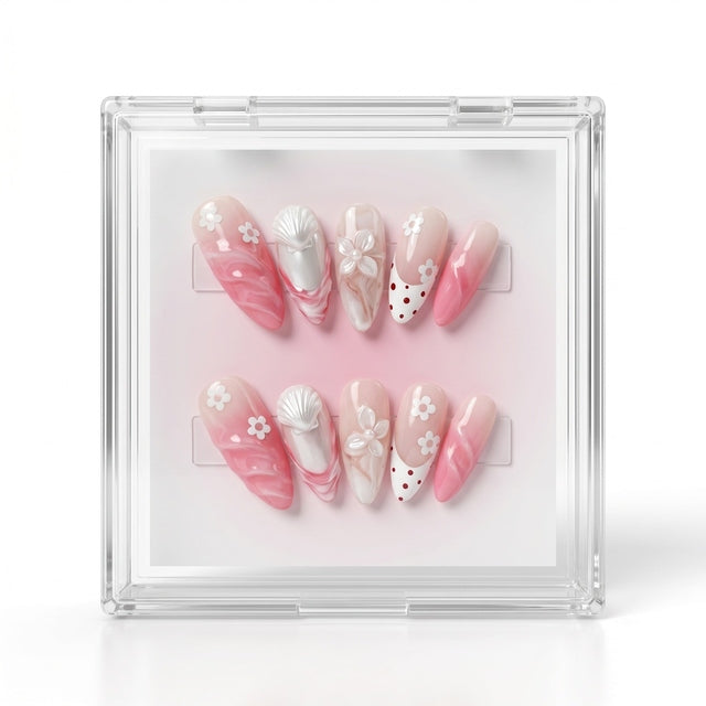 Rose Quartz Marble Luxury Press-On Nails S078