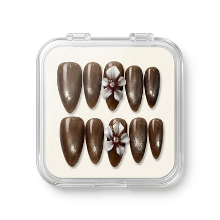 Brown Cat Eye Press-On Nails S001