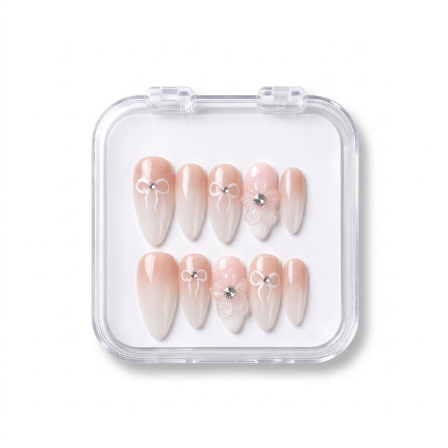 Coquette Blossom Nude Gradient Gel Press-On Nails S011