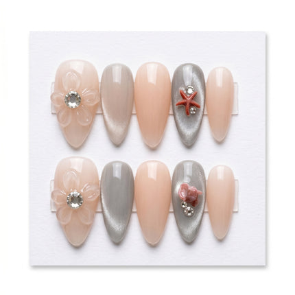 Mystic Coast Cat-Eye Luxury Gel Press-On Nails S028