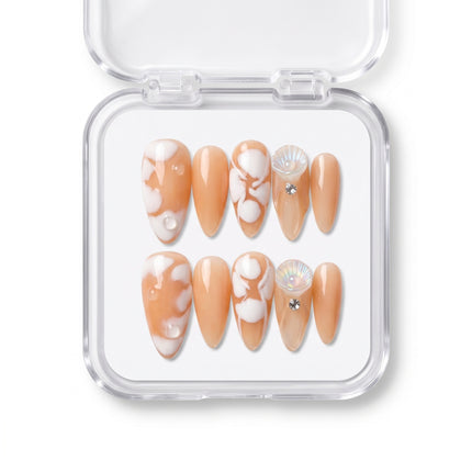 Honey Caramel Seashell Handmade Press-On Nails S038