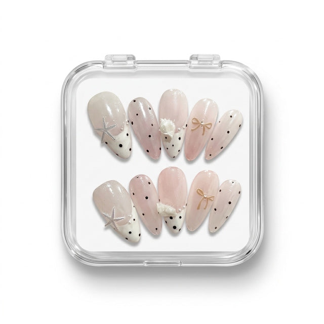 Seashell & Polka Dot French Press-On Nails S049