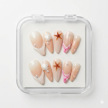 Siren Core Seashell Pearl Press-On Nails S089