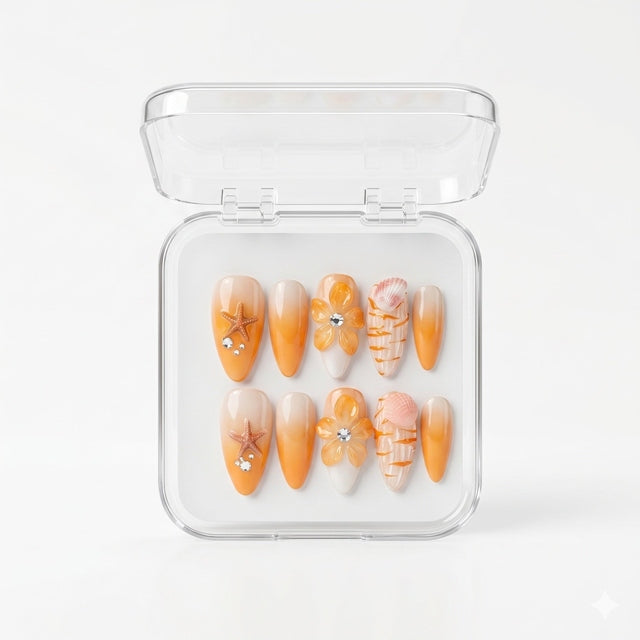 Sunset Beach Ombre Luxury Press-On Nails S077